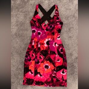 Guess Black and Pink Halter Bodycon Mini Dress